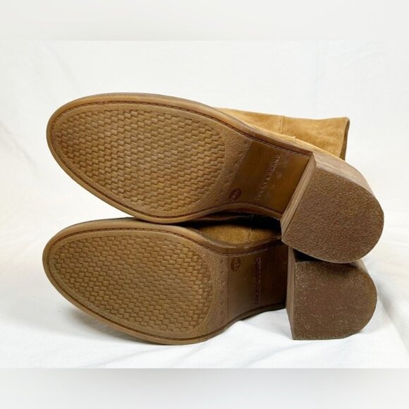 Lucky Brand Tan Suede Ritten Knee High Zip Boho Campus Boots~8.5~ - Picture 6 of 7